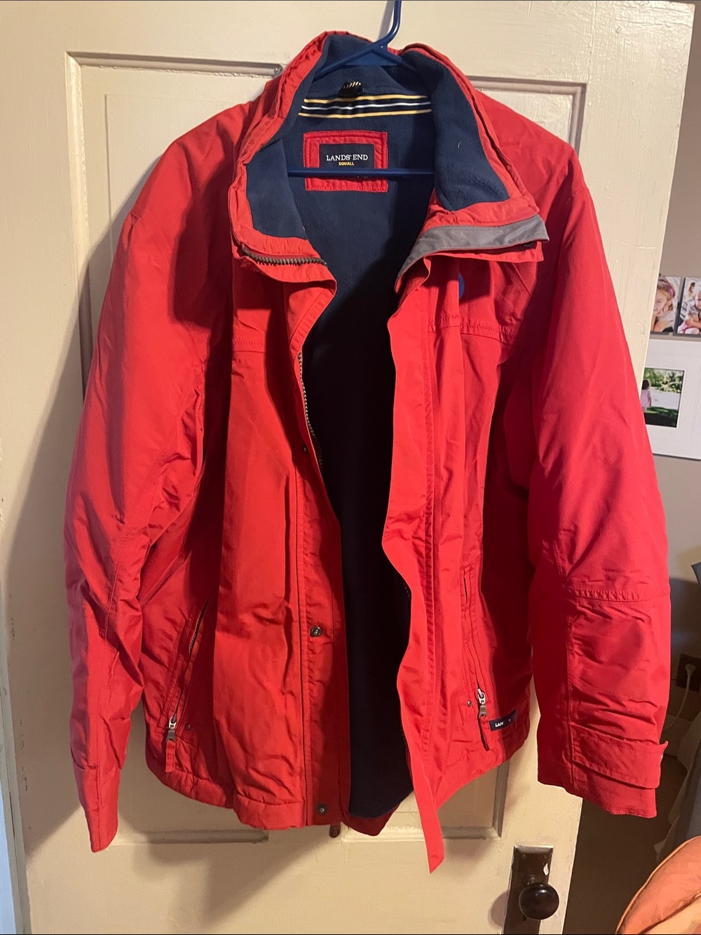 Lands' End Men's Red Ski Jacket with Navy Lining